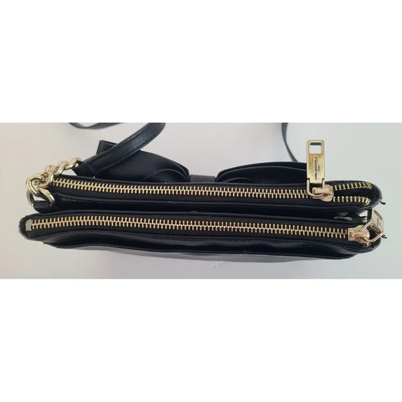 Karl Lagerfeld Black Leather Crossbody Purse With Bow - Picture 7 of 11